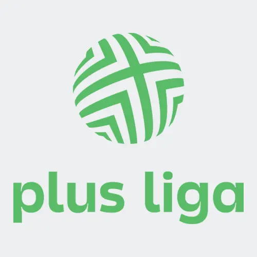 Logo PlusLigi, najwyższej klasy rozgrywkowej w polskiej siatkówce mężczyzn, dostępnej w iptv telewizja